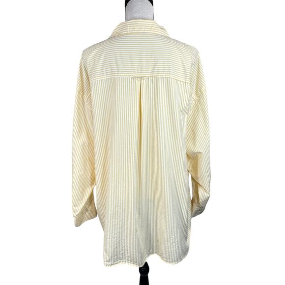 Old Navy X-Large Boyfriend Shirt Top Button-Up Striped Long Sleeve Pocket Collar - Picture 6 of 10